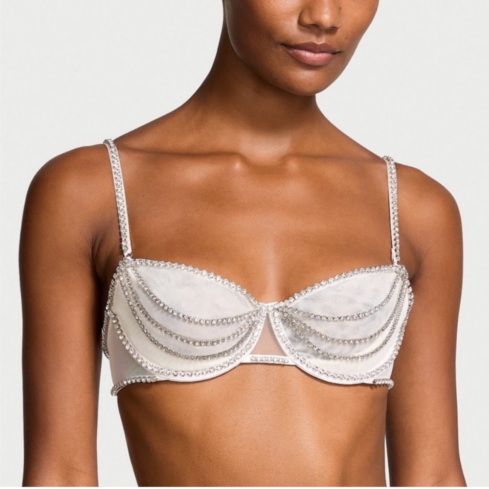 Victoria's Secret Atelier Wicked Unlined Tulle Crystal Balconette Bra